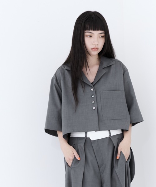 STUDIOUS（ステュディオス）の「【STUDIOUS/ステュディオス】オープンカラーシャツ（シャツ/ブラウス・レディース・ライトベージュ/ピンク/グレー・FREE）」の9枚目の写真