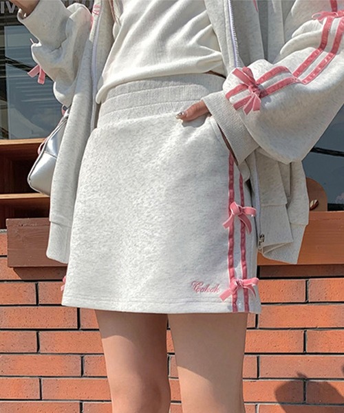 lilful（リルフル）の「セットアップ リボン付き ラインジャージ / スカート（ジャージ・レディース・ピンク/ブルー・S/M/L）」の7枚目の写真