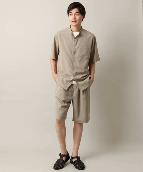 a.v.v(アーヴェヴェ)の「【接触冷感】バンドカラーシャツ 5分袖(セットアップ可)リライトシリーズ3(シャツ/ブラウス・メンズ・ブルー/チャコールグレー/モカ・46/50/48)」の6枚目の写真