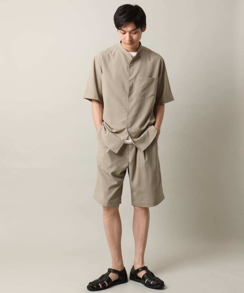 a.v.v(アーヴェヴェ)の「【接触冷感】バンドカラーシャツ 5分袖(セットアップ可)リライトシリーズ3(シャツ/ブラウス・メンズ・ブルー/チャコールグレー/モカ・46/50/48)」の7枚目の写真