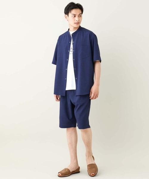 a.v.v(アーヴェヴェ)の「【接触冷感】バンドカラーシャツ 5分袖(セットアップ可)リライトシリーズ3(シャツ/ブラウス・メンズ・ブルー/チャコールグレー/モカ・46/50/48)」の11枚目の写真