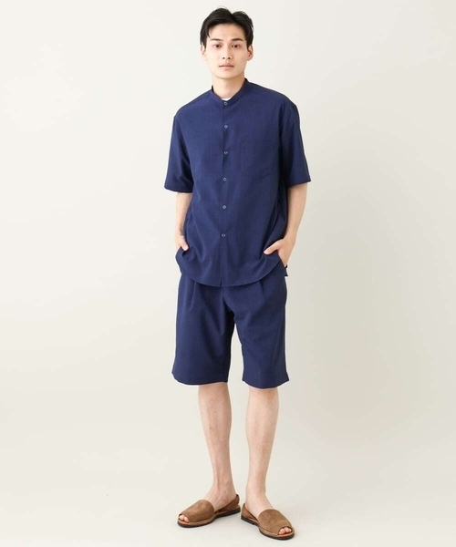 a.v.v(アーヴェヴェ)の「【接触冷感】バンドカラーシャツ 5分袖(セットアップ可)リライトシリーズ3(シャツ/ブラウス・メンズ・ブルー/チャコールグレー/モカ・46/50/48)」の12枚目の写真