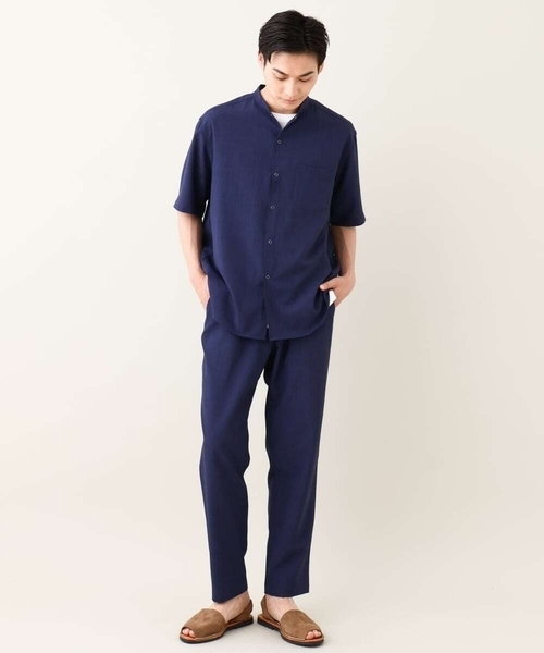 a.v.v(アーヴェヴェ)の「【接触冷感】バンドカラーシャツ 5分袖(セットアップ可)リライトシリーズ3(シャツ/ブラウス・メンズ・ブルー/チャコールグレー/モカ・46/50/48)」の13枚目の写真