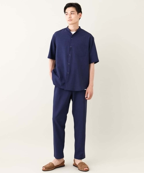 a.v.v(アーヴェヴェ)の「【接触冷感】バンドカラーシャツ 5分袖(セットアップ可)リライトシリーズ3(シャツ/ブラウス・メンズ・ブルー/チャコールグレー/モカ・46/50/48)」の14枚目の写真