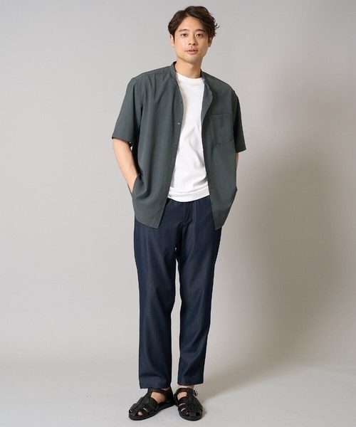 a.v.v(アーヴェヴェ)の「【接触冷感】バンドカラーシャツ 5分袖(セットアップ可)リライトシリーズ3(シャツ/ブラウス・メンズ・ブルー/チャコールグレー/モカ・46/50/48)」の15枚目の写真