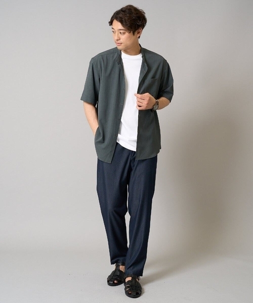 a.v.v(アーヴェヴェ)の「【接触冷感】バンドカラーシャツ 5分袖(セットアップ可)リライトシリーズ3(シャツ/ブラウス・メンズ・ブルー/チャコールグレー/モカ・46/50/48)」の16枚目の写真