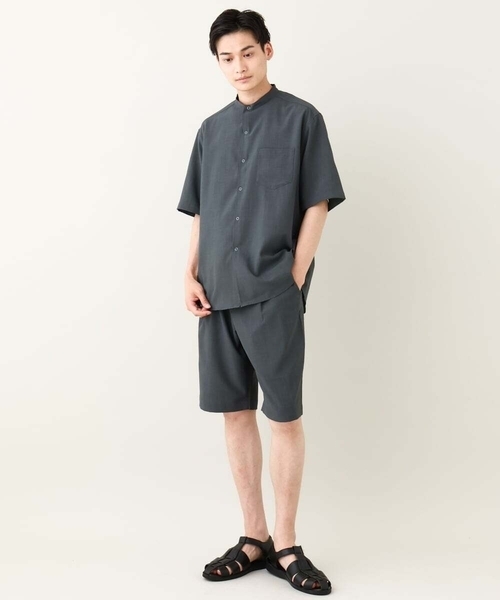 a.v.v(アーヴェヴェ)の「【接触冷感】バンドカラーシャツ 5分袖(セットアップ可)リライトシリーズ3(シャツ/ブラウス・メンズ・ブルー/チャコールグレー/モカ・46/50/48)」の18枚目の写真