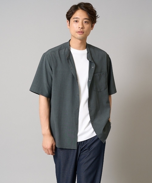 a.v.v(アーヴェヴェ)の「【接触冷感】バンドカラーシャツ 5分袖(セットアップ可)リライトシリーズ3(シャツ/ブラウス・メンズ・ブルー/チャコールグレー/モカ・46/50/48)」の19枚目の写真