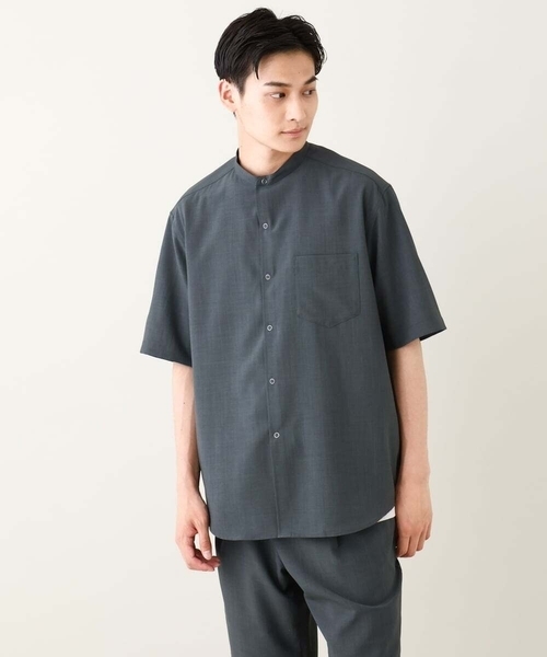 a.v.v(アーヴェヴェ)の「【接触冷感】バンドカラーシャツ 5分袖(セットアップ可)リライトシリーズ3(シャツ/ブラウス・メンズ・ブルー/チャコールグレー/モカ・46/50/48)」の20枚目の写真