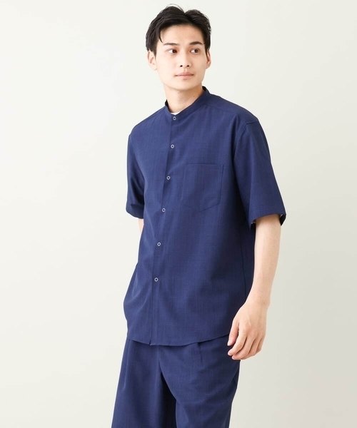 a.v.v(アーヴェヴェ)の「【接触冷感】バンドカラーシャツ 5分袖(セットアップ可)リライトシリーズ3(シャツ/ブラウス・メンズ・ブルー/チャコールグレー/モカ・46/50/48)」の21枚目の写真