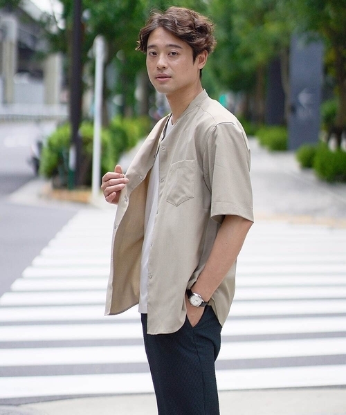 a.v.v(アーヴェヴェ)の「【接触冷感】バンドカラーシャツ 5分袖(セットアップ可)リライトシリーズ3(シャツ/ブラウス・メンズ・ブルー/チャコールグレー/モカ・46/50/48)」の22枚目の写真