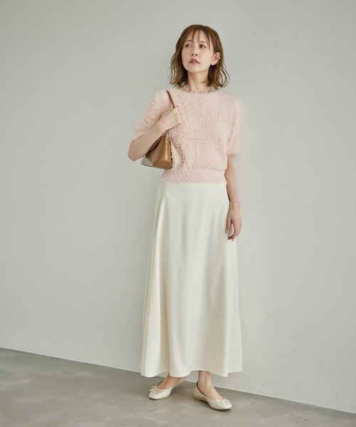 ROPE' PICNIC(ロペピクニック)の「ショートフェザー半袖ニットプルオーバー(ニット/セーター・レディース・サックスブルー/ブラウン/ライトグレー/ピンク系その他2・38)」の6枚目の写真