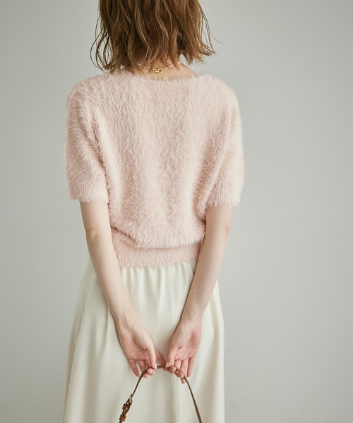 ROPE' PICNIC(ロペピクニック)の「ショートフェザー半袖ニットプルオーバー(ニット/セーター・レディース・サックスブルー/ブラウン/ライトグレー/ピンク系その他2・38)」の11枚目の写真