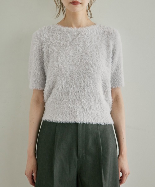ROPE' PICNIC(ロペピクニック)の「ショートフェザー半袖ニットプルオーバー(ニット/セーター・レディース・サックスブルー/ブラウン/ライトグレー/ピンク系その他2・38)」の12枚目の写真
