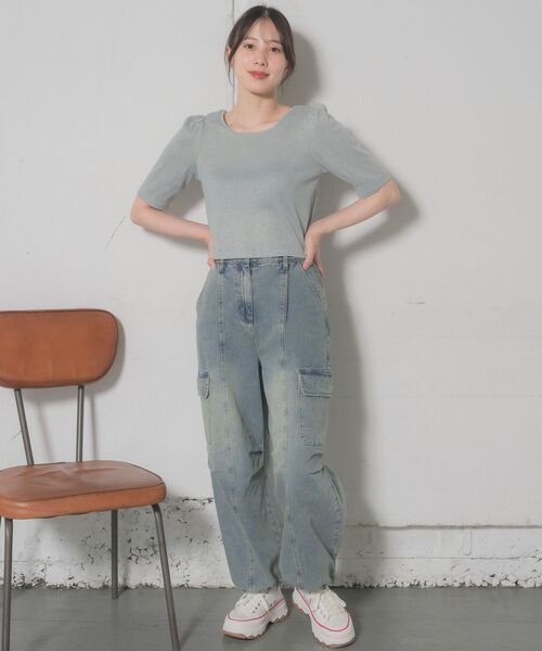 RETRO GIRL（レトロガール）の「カーゴデニムパンツ（デニムパンツ・レディース・ブルー/ブラック/ケミカルウォッシュ・FREE）」の22枚目の写真