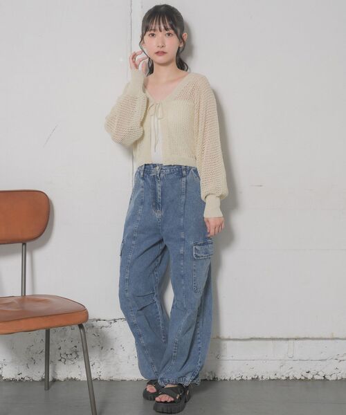RETRO GIRL（レトロガール）の「カーゴデニムパンツ（デニムパンツ・レディース・ブルー/ブラック/ケミカルウォッシュ・FREE）」の17枚目の写真
