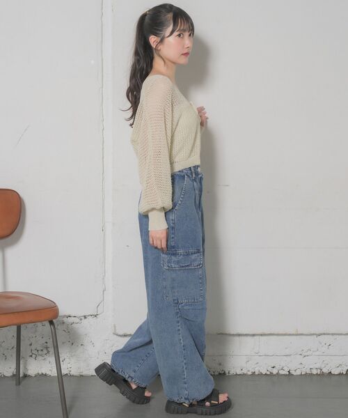 RETRO GIRL（レトロガール）の「カーゴデニムパンツ（デニムパンツ・レディース・ブルー/ブラック/ケミカルウォッシュ・FREE）」の16枚目の写真