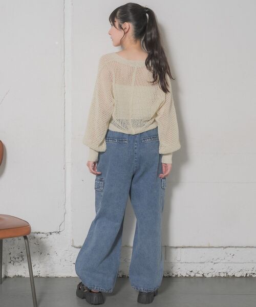 RETRO GIRL（レトロガール）の「カーゴデニムパンツ（デニムパンツ・レディース・ブルー/ブラック/ケミカルウォッシュ・FREE）」の14枚目の写真