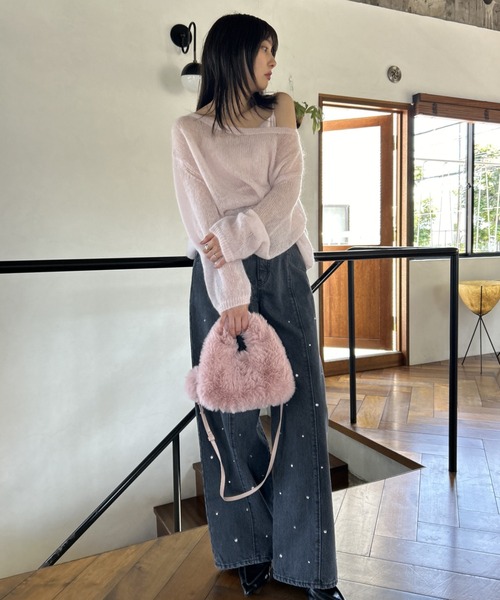 SNIDEL（スナイデル）の「ファーラウンドバッグ（ショルダーバッグ・レディース・アイボリー/ベージュ/グリーン/ピンク・FREE）」の17枚目の写真