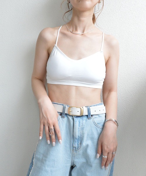 styiro（スタイロ）の「カップ付きバックデザインクロスストラップブラトップ ヘルシースタイル（キャミソール・レディース・ブラック/イエロー/ホワイト/グリーン/グレー・FREE）」の10枚目の写真
