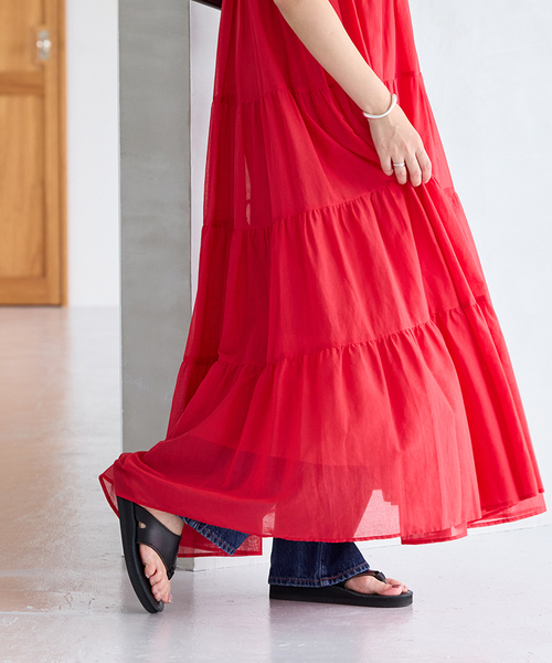 JOURNAL STANDARD（ジャーナルスタンダード）の「シアーボイルティアードワンピース（ワンピース・レディース・レッド/ブラック/イエロー系その他・FREE）」の19枚目の写真