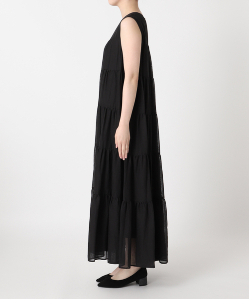 美品 アンタイトル シアーコットンボイルティアードワンピース ブラック UNTITLED（アンタイトル）の「◇【洗える】シアーコットンボイル