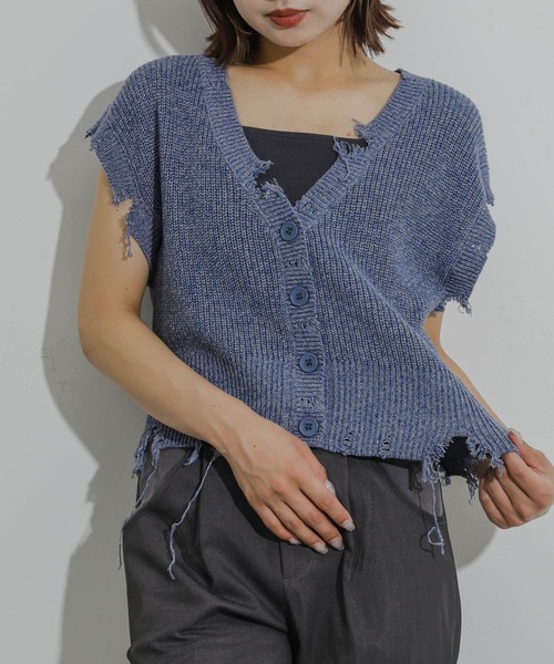 SENSE OF PLACE by URBAN RESEARCH(センスオブプレイスバイアーバンリサーチ)の「ダメージニットベスト(ベスト・レディース・ブラウン/キャメル/ブルー・ONE)」の20枚目の写真