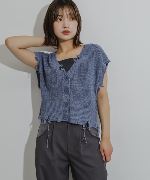 SENSE OF PLACE by URBAN RESEARCH(センスオブプレイスバイアーバンリサーチ)の「ダメージニットベスト(ベスト・レディース・ブラウン/キャメル/ブルー・ONE)」の19枚目の写真