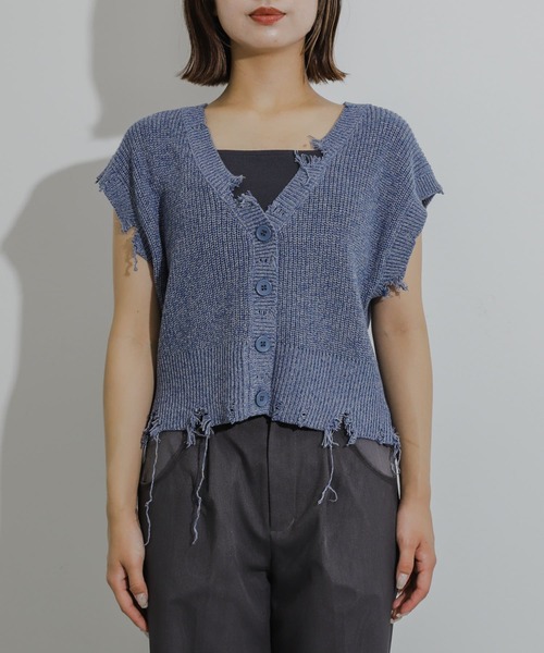 SENSE OF PLACE by URBAN RESEARCH(センスオブプレイスバイアーバンリサーチ)の「ダメージニットベスト(ベスト・レディース・ブラウン/キャメル/ブルー・ONE)」の15枚目の写真