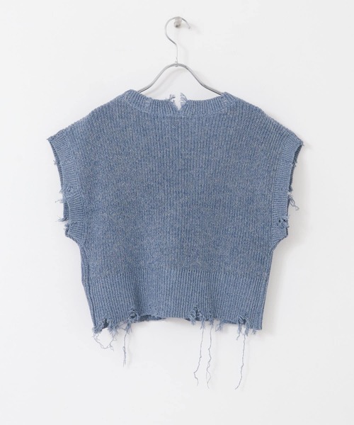 SENSE OF PLACE by URBAN RESEARCH(センスオブプレイスバイアーバンリサーチ)の「ダメージニットベスト(ベスト・レディース・ブラウン/キャメル/ブルー・ONE)」の9枚目の写真