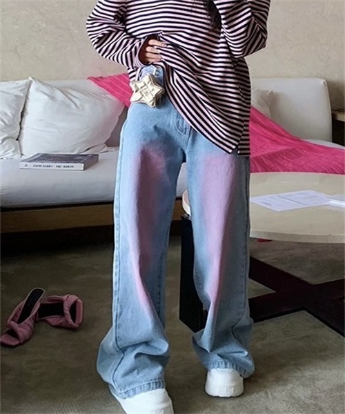 Marni マルニ ウォッシュワイドレッグデニムパンツ ピンク MARNI（マルニ）ストーンウォッシュワイドレッグデニム