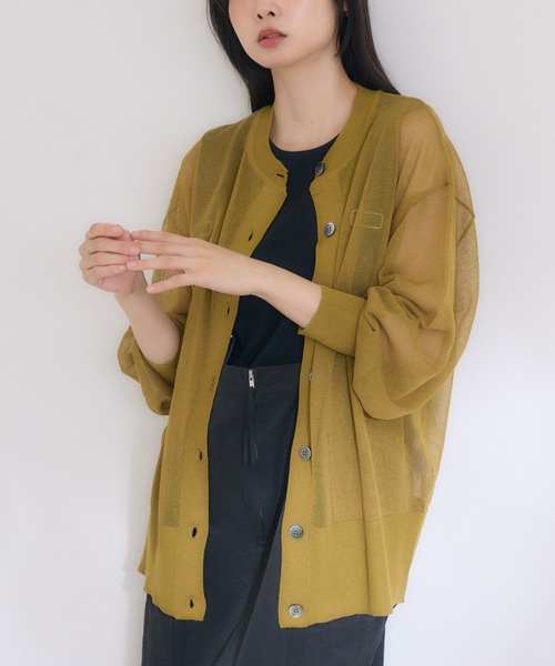 KATHARINE ROSS（キャサリンロス）の「【KATHARINE ROSS】【UVカット】シアーポケットカーディガン（カーディガン/ボレロ・レディース・ワイン/マスタード/ベージュ・MEDIUM）」の2枚目の写真