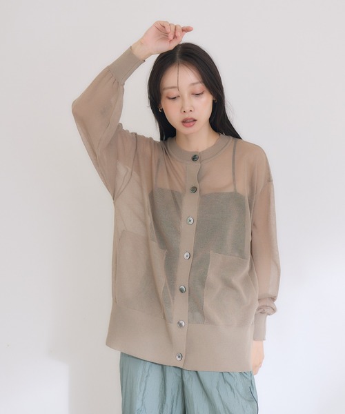 KATHARINE ROSS（キャサリンロス）の「【KATHARINE ROSS】【UVカット】シアーポケットカーディガン（カーディガン/ボレロ・レディース・ワイン/マスタード/ベージュ・MEDIUM）」の22枚目の写真