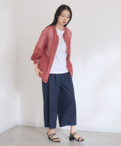 KATHARINE ROSS（キャサリンロス）の「【KATHARINE ROSS】【UVカット】シアーポケットカーディガン（カーディガン/ボレロ・レディース・ワイン/マスタード/ベージュ・MEDIUM）」の8枚目の写真