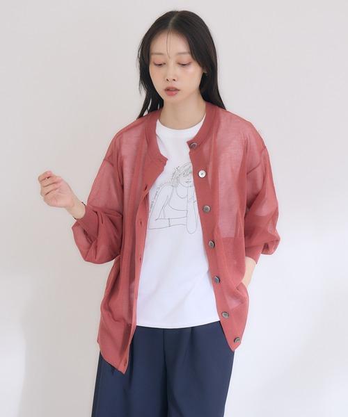 KATHARINE ROSS（キャサリンロス）の「【KATHARINE ROSS】【UVカット】シアーポケットカーディガン（カーディガン/ボレロ・レディース・ワイン/マスタード/ベージュ・MEDIUM）」の10枚目の写真