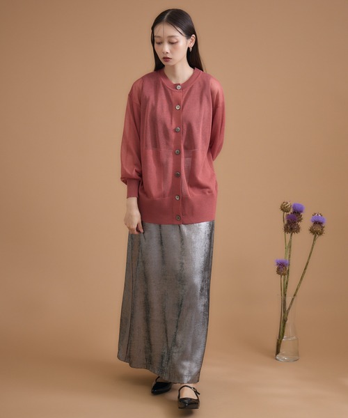 KATHARINE ROSS（キャサリンロス）の「【KATHARINE ROSS】【UVカット】シアーポケットカーディガン（カーディガン/ボレロ・レディース・ワイン/マスタード/ベージュ・MEDIUM）」の5枚目の写真