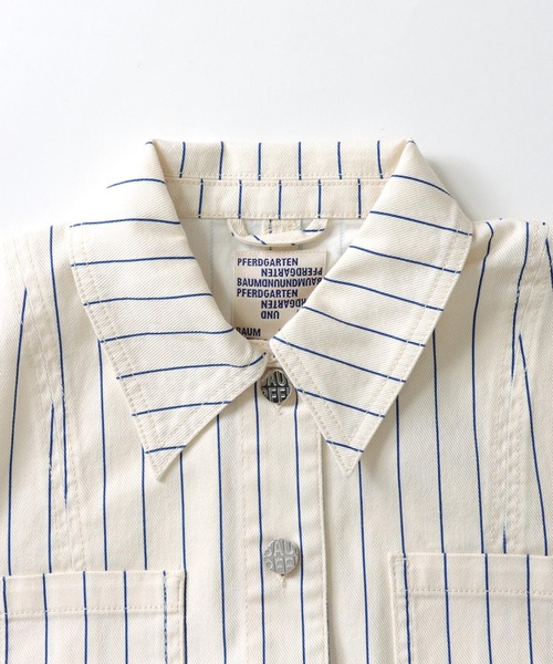 ★新品★BAUM UND PFERDGARTEN ストライプ柄 五分袖ポロシャツ BAUM UND PFERDGARTEN / JEANNI Brown Polo Stripe
