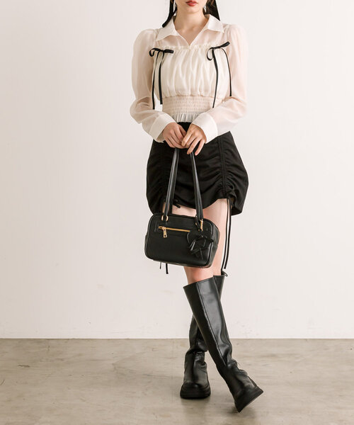 OLIVE des OLIVE（オリーブデオリーブ）の「リボンハートポーチ付ボストン（ショルダーバッグ・レディース・ピンク/ダークブラウン/ブラック/アイボリー・FREE）」の20枚目の写真