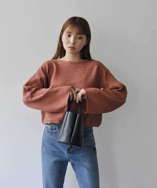 Meli rich（メリーリッチ）の「ワイドショートリブニットボートネックプルオーバー（ニット/セーター・レディース・アイボリー/チャコールグレー/テラコッタ・FREE）」の21枚目の写真
