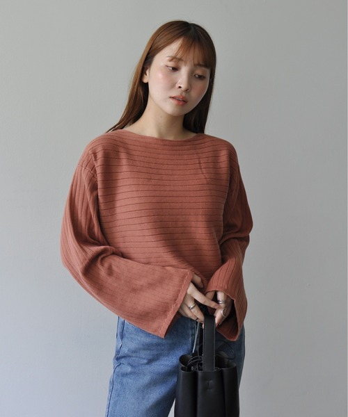 Meli rich（メリーリッチ）の「ワイドショートリブニットボートネックプルオーバー（ニット/セーター・レディース・アイボリー/チャコールグレー/テラコッタ・FREE）」の20枚目の写真