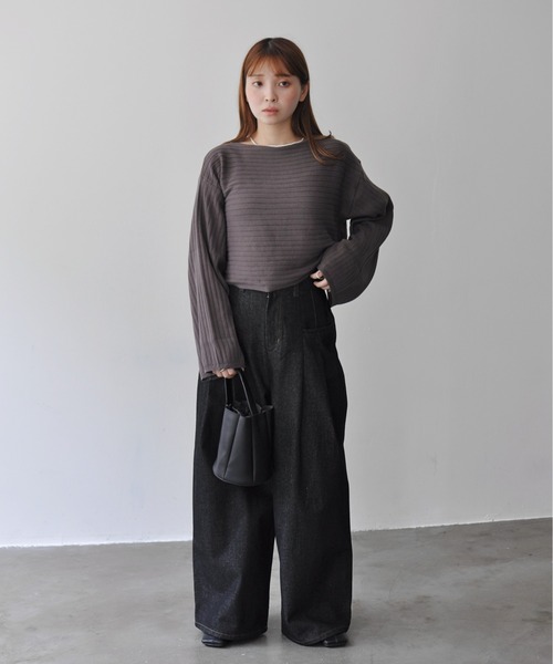 Meli rich（メリーリッチ）の「ワイドショートリブニットボートネックプルオーバー（ニット/セーター・レディース・アイボリー/チャコールグレー/テラコッタ・FREE）」の16枚目の写真