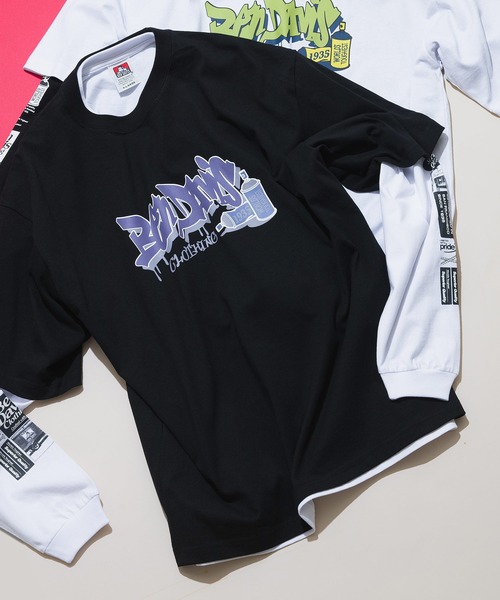 BEN DAVIS(ベンデイビス)の「【BEN DAVIS/ベンデイビス】タギングロゴ バックプリント レイヤードロングTシャツ オーバーサイズ ロンT&半袖T 2点セット(Tシャツ/カットソー・メンズ・ホワイト系その他/ホワイト系その他2/ブラック系その他/ブラック系その他2・SMALL/MEDIUM/X-LARGE/LARGE)」の4枚目の写真