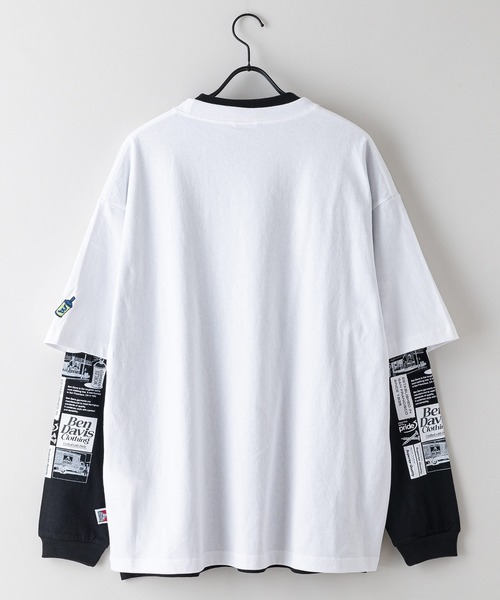 BEN DAVIS(ベンデイビス)の「【BEN DAVIS/ベンデイビス】タギングロゴ バックプリント レイヤードロングTシャツ オーバーサイズ ロンT&半袖T 2点セット(Tシャツ/カットソー・メンズ・ホワイト系その他/ホワイト系その他2/ブラック系その他/ブラック系その他2・SMALL/MEDIUM/X-LARGE/LARGE)」の5枚目の写真