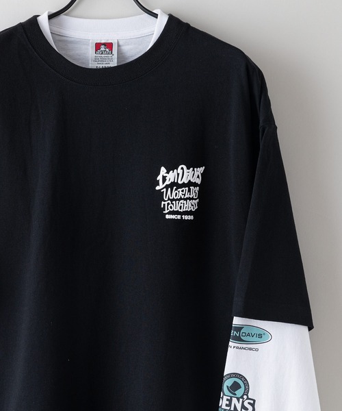 BEN DAVIS(ベンデイビス)の「【BEN DAVIS/ベンデイビス】タギングロゴ バックプリント レイヤードロングTシャツ オーバーサイズ ロンT&半袖T 2点セット(Tシャツ/カットソー・メンズ・ホワイト系その他/ホワイト系その他2/ブラック系その他/ブラック系その他2・SMALL/MEDIUM/X-LARGE/LARGE)」の6枚目の写真