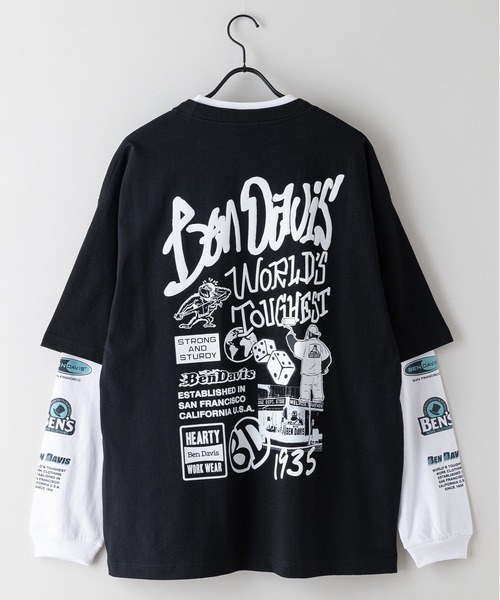 BEN DAVIS(ベンデイビス)の「【BEN DAVIS/ベンデイビス】タギングロゴ バックプリント レイヤードロングTシャツ オーバーサイズ ロンT&半袖T 2点セット(Tシャツ/カットソー・メンズ・ホワイト系その他/ホワイト系その他2/ブラック系その他/ブラック系その他2・SMALL/MEDIUM/X-LARGE/LARGE)」の19枚目の写真