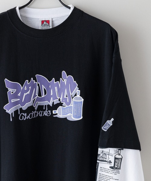 BEN DAVIS(ベンデイビス)の「【BEN DAVIS/ベンデイビス】タギングロゴ バックプリント レイヤードロングTシャツ オーバーサイズ ロンT&半袖T 2点セット(Tシャツ/カットソー・メンズ・ホワイト系その他/ホワイト系その他2/ブラック系その他/ブラック系その他2・SMALL/MEDIUM/X-LARGE/LARGE)」の14枚目の写真