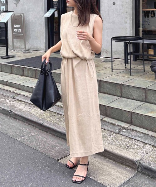 INGNI(イング)の「ドロストフレンチスリーブリブワンピース(ワンピース・レディース・ブラウン/ベージュ/ブラック・M)」の18枚目の写真