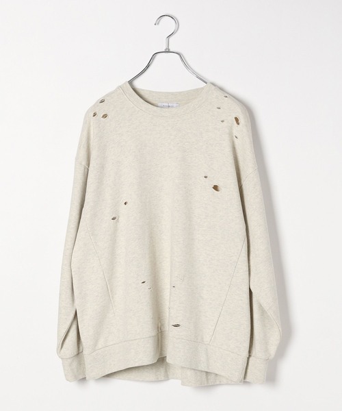 PAGEBOY（ページボーイ）の「ダメージBIGスウェット（スウェット・レディース・チャコールグレー/オートミール/ピンク・FREE）」の10枚目の写真