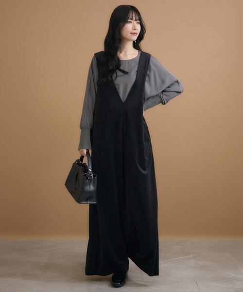 KATHARINE ROSS(キャサリンロス)の「【KATHARINE ROSS】ベロアサロペット(ジャンパースカート・レディース・チャコールグレー/ブラック・SMALL/MEDIUM)」の8枚目の写真