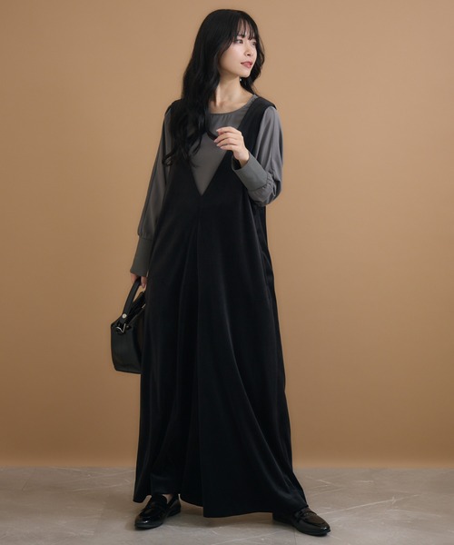 KATHARINE ROSS(キャサリンロス)の「【KATHARINE ROSS】ベロアサロペット(ジャンパースカート・レディース・チャコールグレー/ブラック・SMALL/MEDIUM)」の9枚目の写真